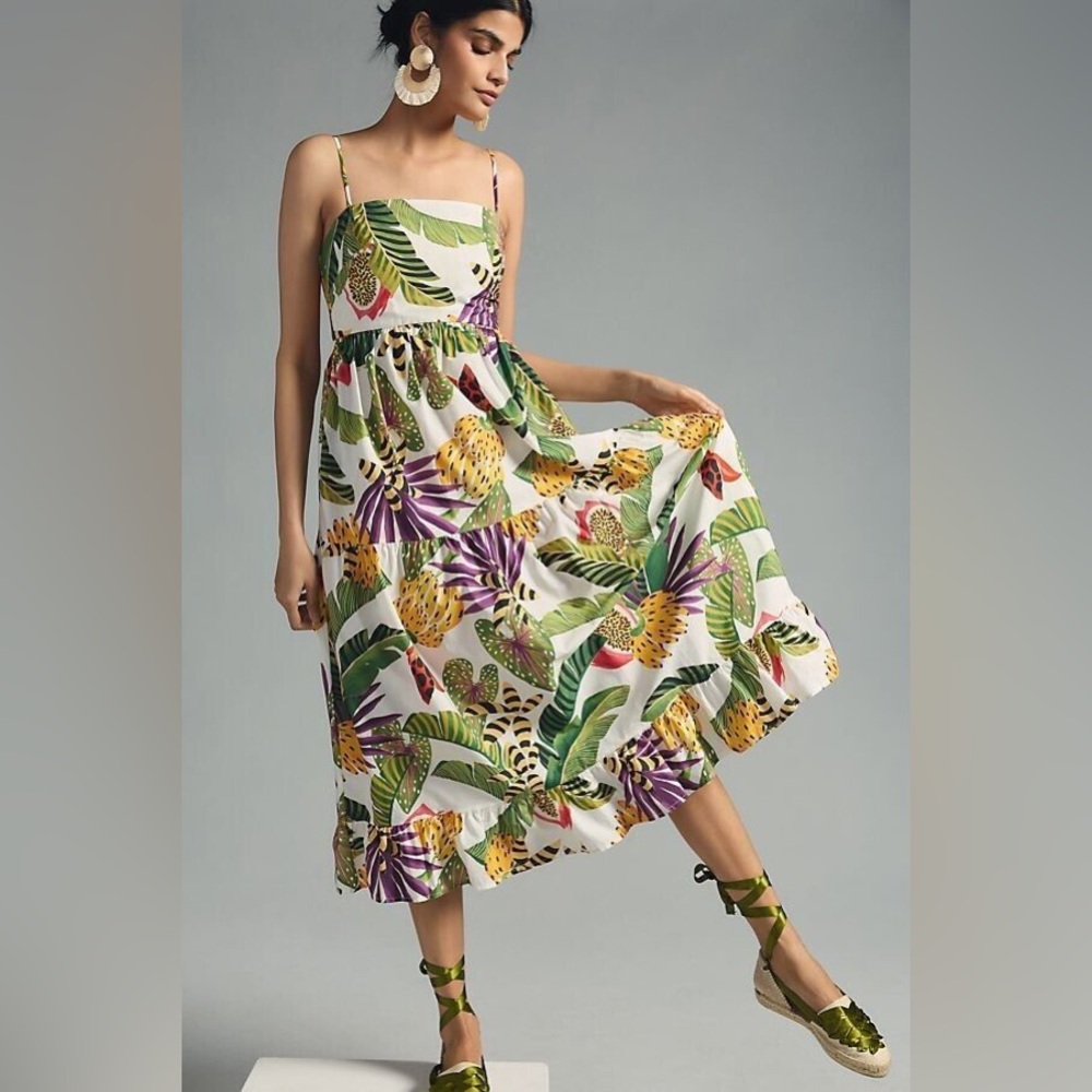 Farm Rio Striped Forest Maxi dress